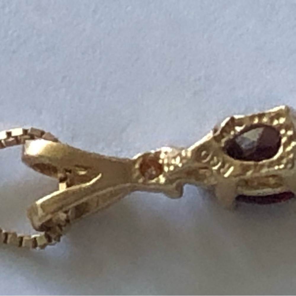 14K Spinel 585 Gold Necklace with Ruby teardrop stone - Picture 16 of 16
